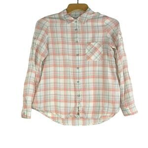 Shyanne Western Button Up Shirt Women's Size Small Pink Blue Plaid Long Sleeve